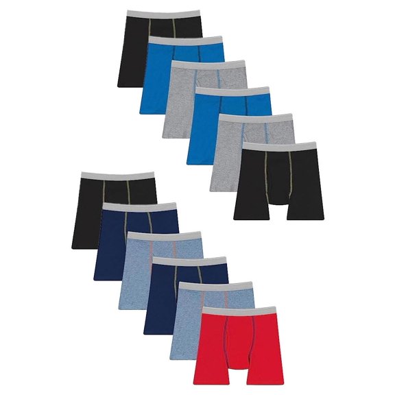 BILLIONHATS 12 Pack Boys Cotton Underwear Briefs, Assorted Colors Underpants for Children, Bulk Brief Wholesale Donation Homeless Charity Packs (Large)