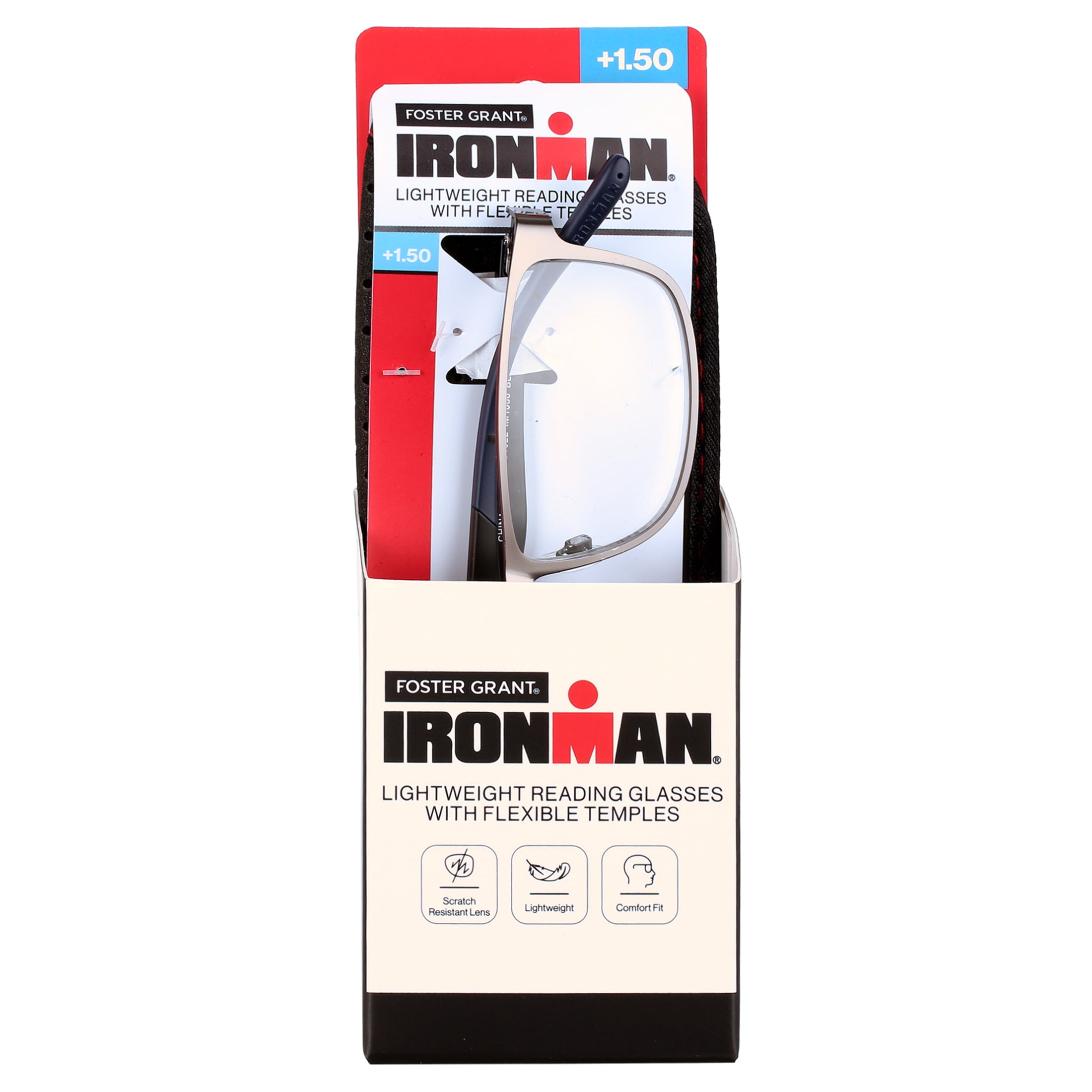 (2 pack) Ironman Rectangle Black Reading Glasses 1.50