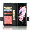 thumbnail image 2 of Wallet Case for Samsung Galaxy Z Fold3, Soft Silicone Lychee Pattern PU Leather Shockproof Flip Cover with Card Slots Holder Magnetic Clasp Lock Drop Resistant Kickstand Phone Case,Black, 2 of 5