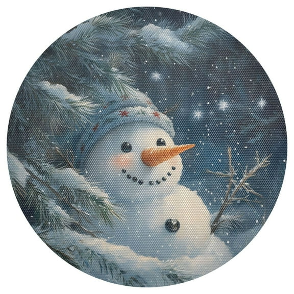 Winter Snowman 15.4in Diameter PVC Plate Mat, Heat-Resistant and Cuttable, Kitchen Decor