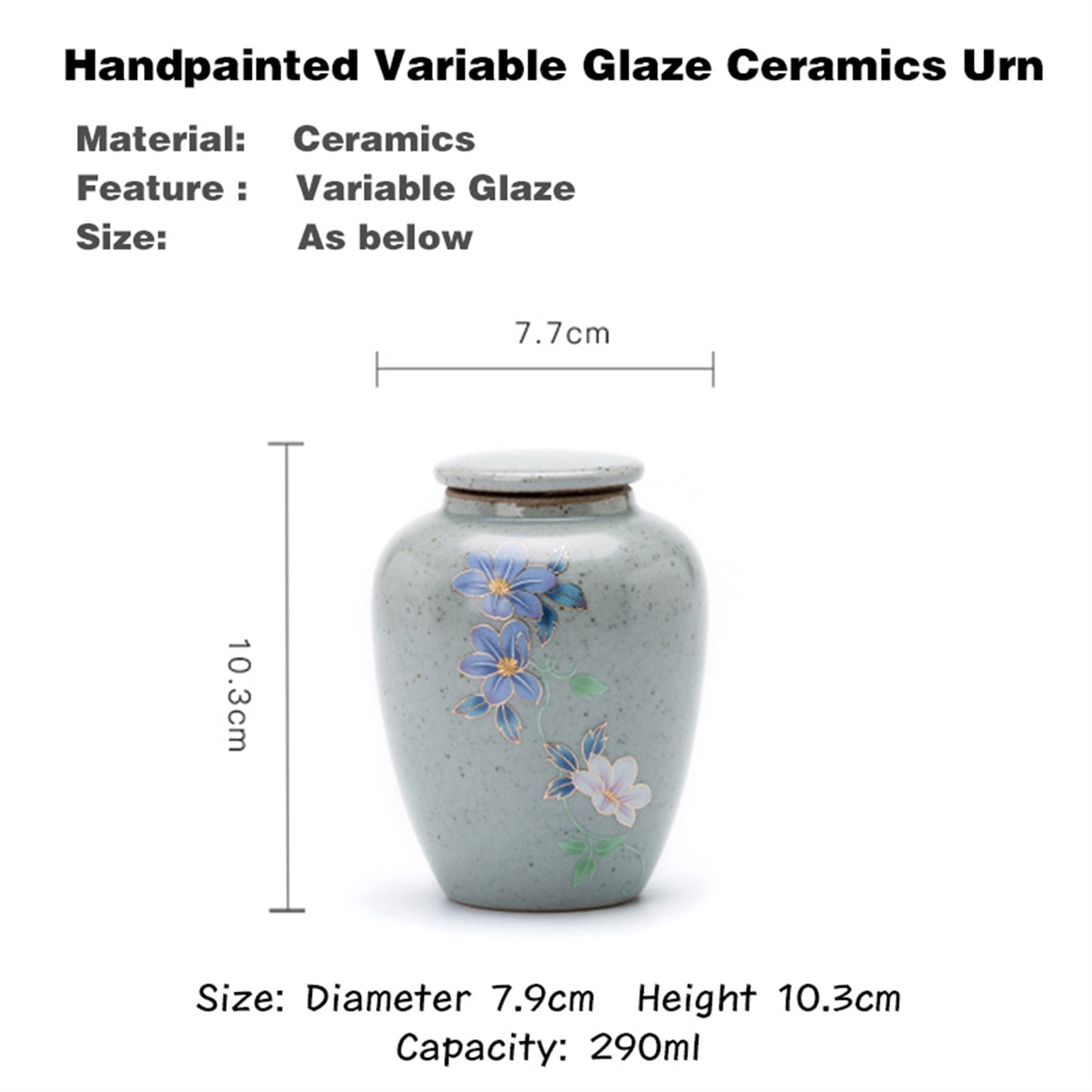 Hand Painted Variable Glaze Chinaware Cremation Urn Memorial Ceramics Pet Ashes Urn