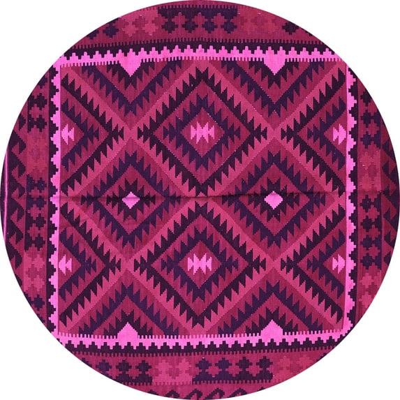 Ahgly Company Indoor Round Oriental Pink Traditional Area Rugs, 7' Round