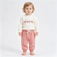 thumbnail image 6 of Xyant Toddler Baby Girl Clothes Bow Letter Embroidery Print Long Sleeve Crewneck Sweatshirt Pants Set Fall Winter Spring Outfits,Size 12-18 Months, 6 of 9