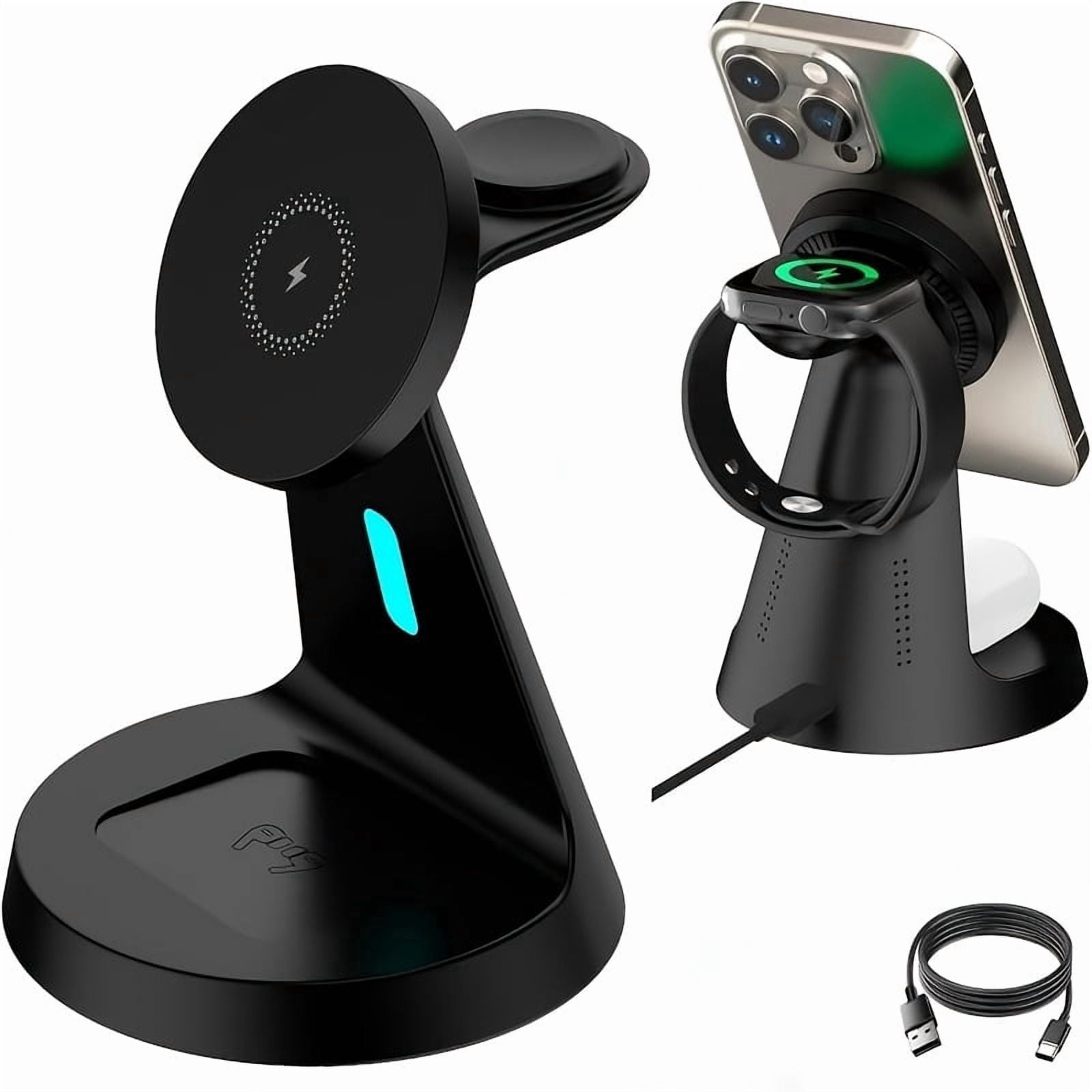 3in 1 Wireless Charging Station for Apple Charger Stand, Fast Magnetic Wireless Charger Station for iPhone 17 Air 16 15 14 13 12 Series, Airpods, Apple Watch