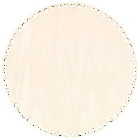 30cm Natural Wooden Basket Bottom with Hole, Circle Blank Wood Base for DIY Knitting Crochet Bag Shaper Craft