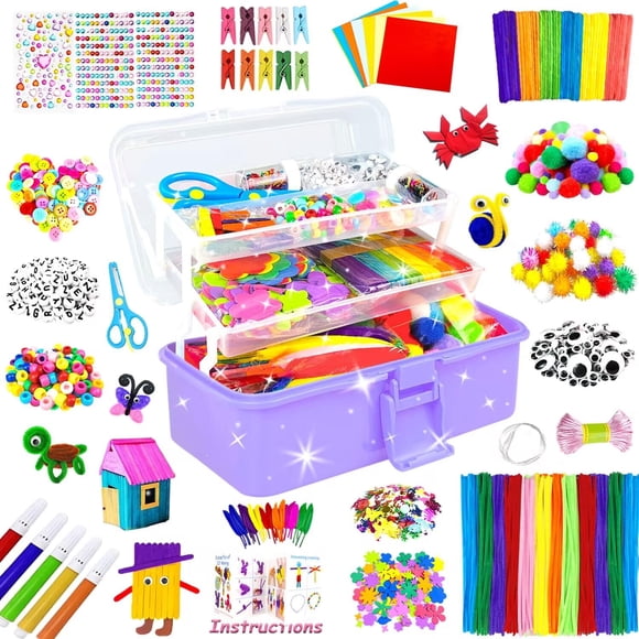 Material para manualidades, kit de manualidades, 3000 piezas, para niños de 4 a 12 años