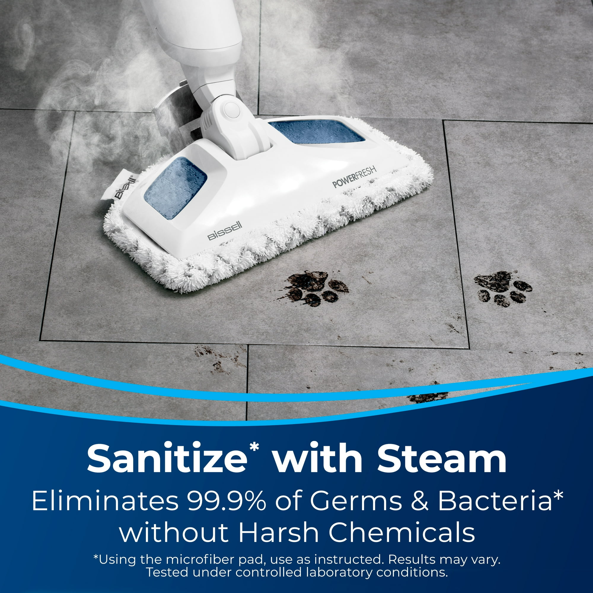BISSELL PowerFresh Scrubbing and Sanitizing Steam Mop, Corded, for Sealed Hard Floors, Easy Scrubber, SmartSet Steam Control, Removeable Water Tank, 19405