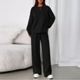 thumbnail image 5 of longantii 2 Piece Sets for Women Lounge Hoodie Sweatsuit Loose Wide Leg Sweatpants Travel Airport Outfits Black M, 5 of 6