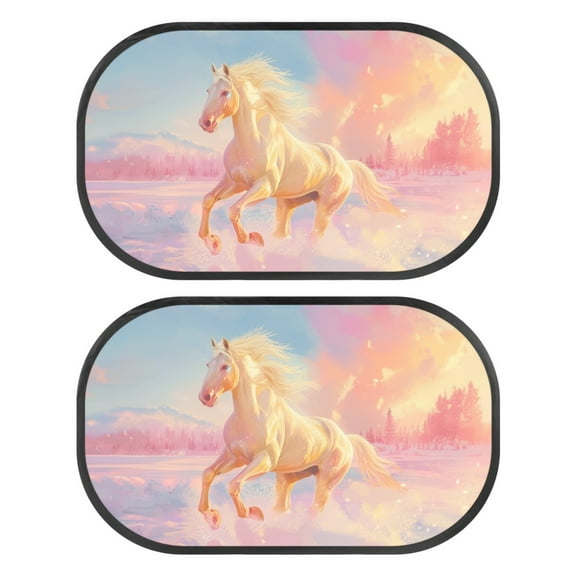 Yuyamidu Horse Car Window Shade Snowfield Auto Side Window Sunshades Blocks Sun and Heat 2 Pack Vehicle Car Side Window Sun Shield Car Interior Accessories Decor