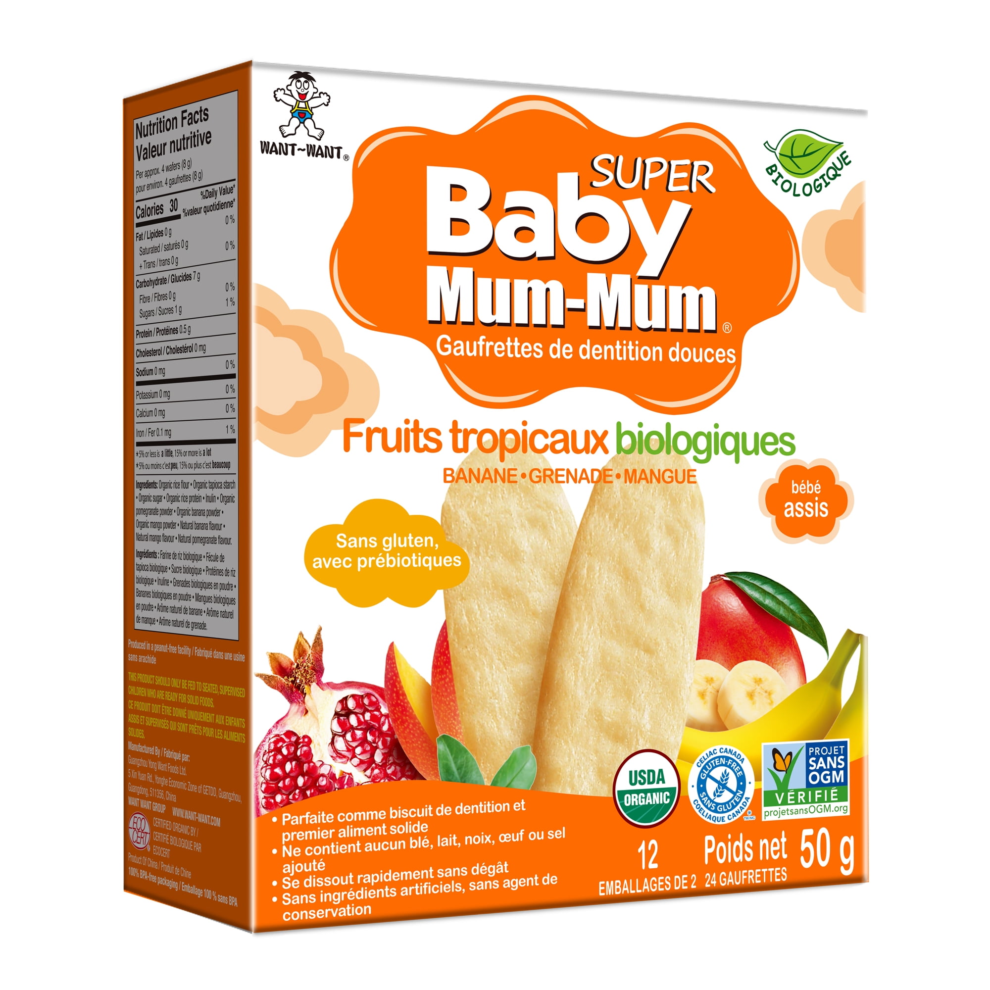 Baby Mum-Mum Super Fruits Tropicaux Biologiques Biscottes De Riz