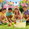 thumbnail image 6 of karymi Easter Bunny Children's Basket Bag Handheld Gift Canvas Tote with Spacious Interior and Durable Handles for Holiday Party Decor and Egg Collection House Decor Party Favors Gifts for Women, 6 of 6