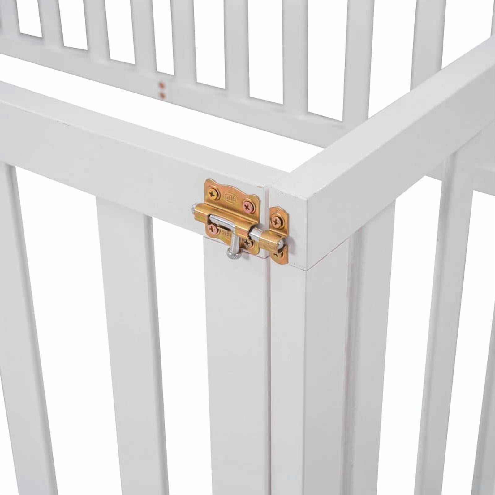 Twin Size Floor Bed Platform Bed with Fence and Door, Wood Montessori Bed Toddler Bed Playhouse Bed for Boys Girls, No Slats