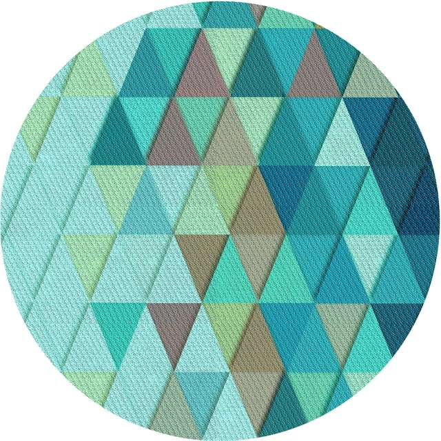 Ahgly Company Machine Washable Indoor Round Transitional Deep-Sea Green Area Rugs, 3' Round
