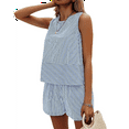 thumbnail image 2 of Women'S Summer 2 Piece Outfits Sleeveless Tank Top Matching Shorts Sets Cotton Striped Sweatsuits, 2 of 7
