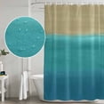 thumbnail image 4 of Teal Blue Ombre Shower Curtain Set - Long 72" x 84" Washable Bathtub Curtain with 12 Hooks, Modern Abstract Gradient Art Waterproof Fabric Stall Shower Curtains for Bathroom/Bathtub Décor, 4 of 6