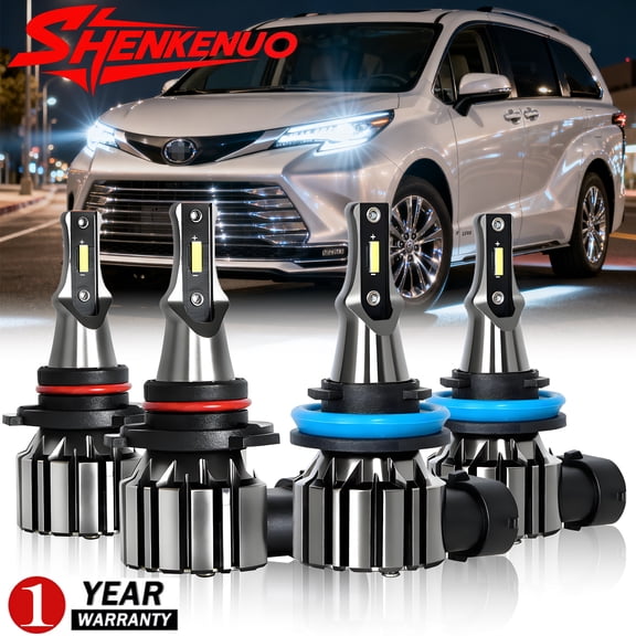 LED Headlight Bulbs Kit White for 2011-2020 Toyota Sienna 2012 2013 2014 2015 2016 2017 2018 2019, Pack of 4