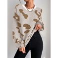 thumbnail image 4 of Long Sleeve Shirts for Women Sweaters Fall Outfits Color Block Winter Clothing Dressy Casual Soft Khaki XL, 4 of 8