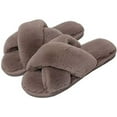 thumbnail image 1 of HSHDLDF Womens Soft Plush Fuzzy Slippers Open Toe Warm Comfy Indoor Outdoor Shoes, 1 of 7