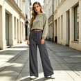 thumbnail image 7 of Sorvello Womens Wide Leg Baggy Sweatpants Fleece Lined Lounge Sweat Pants,Drawstring Sweatpants with Pockets, Fall Winter Dark Gray 2XL, 7 of 7
