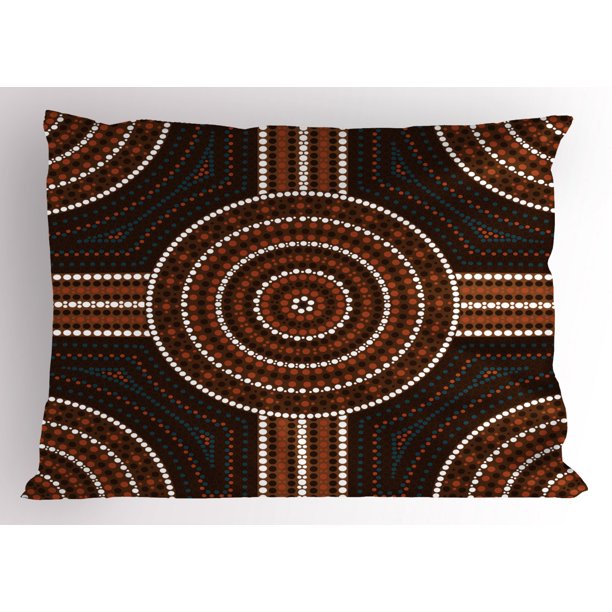 Tribal Pillow Sham, Traditional Aboriginal Pattern Pebble Stone