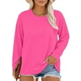 thumbnail image 2 of Oversized Comfort Tshirt for Women Relaxed Fit Long Sleeve Crew Neck Soft Fabric Everyday Basic Top with Cuffed Hem, 2 of 6