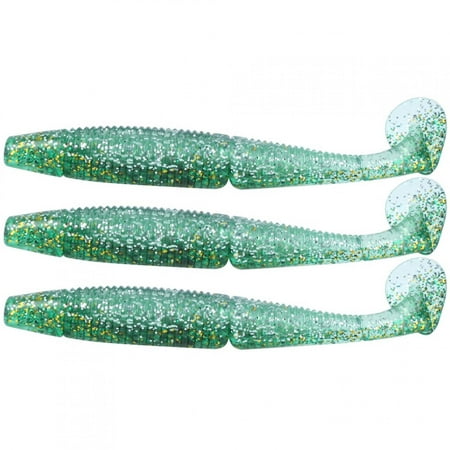 AR36 3PCS T Tail Soft Worm Artificial Bait 140mm 17g Lures Fishing Tackle AccessoriesGreen Silver