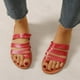 thumbnail image 4 of Zapatos de mujer Playa ligera Estilo romano Zapatillas de cuero con tiras Sandalias casuales de tacón plano Wmkox8yii  ytu2720, 4 of 7