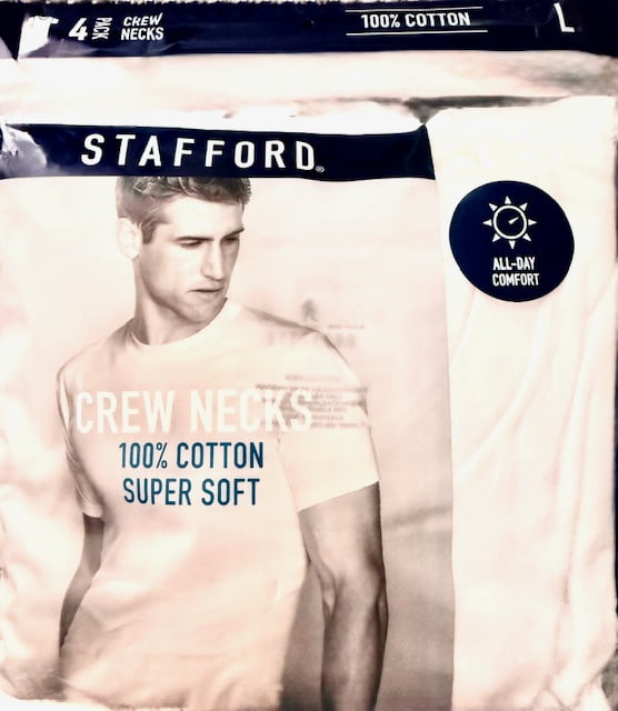Stafford Super Soft Mens 4 Pack Short Sleeve Crew Neck T-Shirt Large White