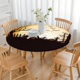 thumbnail image 3 of Round Pumpkin Halloween Tablecloth with Elastic Edge 44 Inch - Fitted Washable Spooky Theme Table Cover for Party Dining, 3 of 6