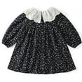 thumbnail image 4 of Toddler Girls Dresses Casual Floral Lace Collar Long Sleeve Kids Spring Fall Birthday Dress for Girls Size 3-4T,Black, 4 of 9