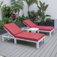 thumbnail image 2 of LeisureMod Chelsea Modern White Aluminum Outdoor Chaise Lounge Chair Set of 2 With Side Table & Red Cushions, 2 of 12