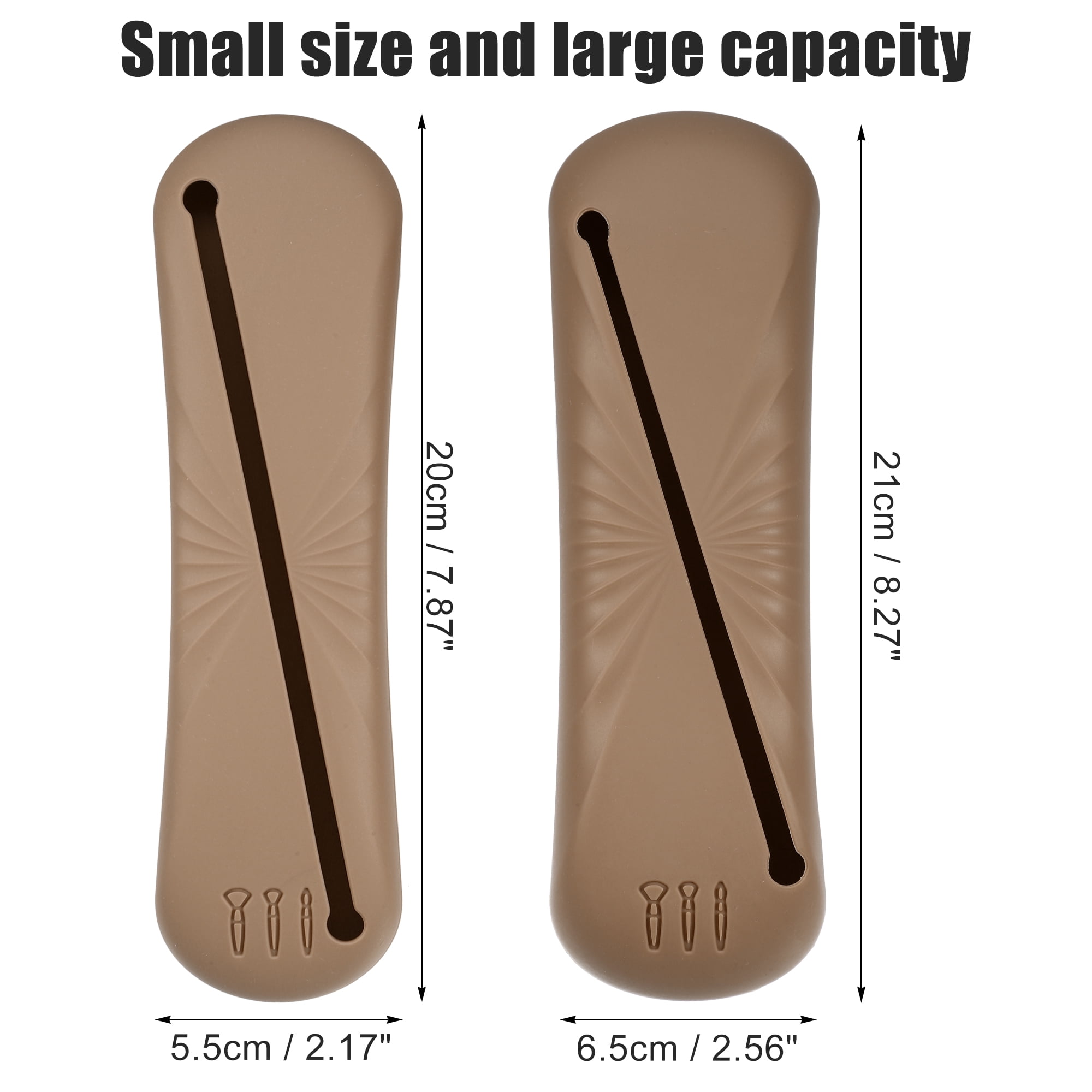 Unique Bargains 2Pcs Travel Makeup Bag Makeup Organizer Bag Silicone Portable Brown
