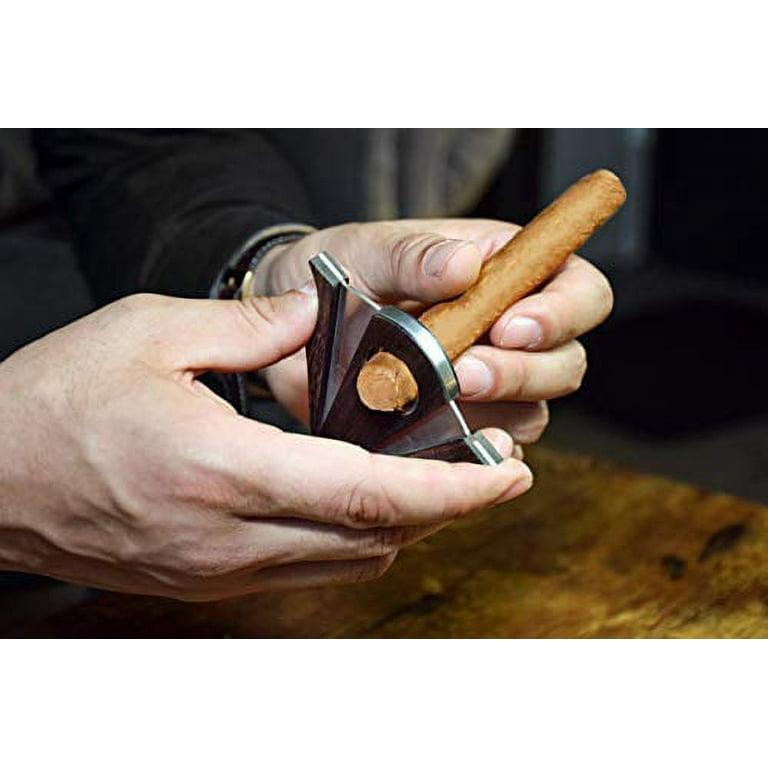 69bourbons Stainless Steel Wood Tear Drop Cigar Cutter - Double Guillotine Blade Tobacco Cutting Tool- 1-Inch Diameter Hole Cigar Accessories for