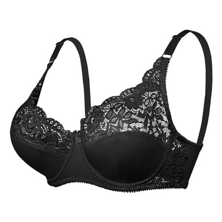 Lufly Womens Lace Lingerie Bras Plus Size Underwear Bralette Bras Comfortable Bra Black 48