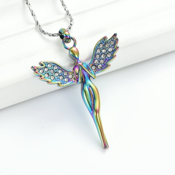 Constantlife Personalized Engrave Fairy Urn Jewelry Angel Cremation Pendant Small Urns for Ashes Keepsake Urn Necklace