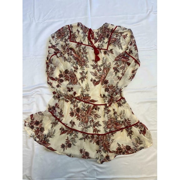 MSRP $68 Tinsel Petite Floral-Print Smocked Dress Natural Size PM