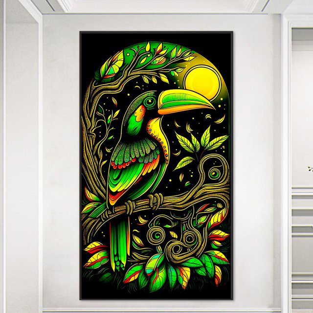 Cuadros Decorativos Pintura de diamante 5D DIY Taladro redondo completo Tucán Decoración del hogar Arte Artesanía (A7590) Wdftyju embutido en tela