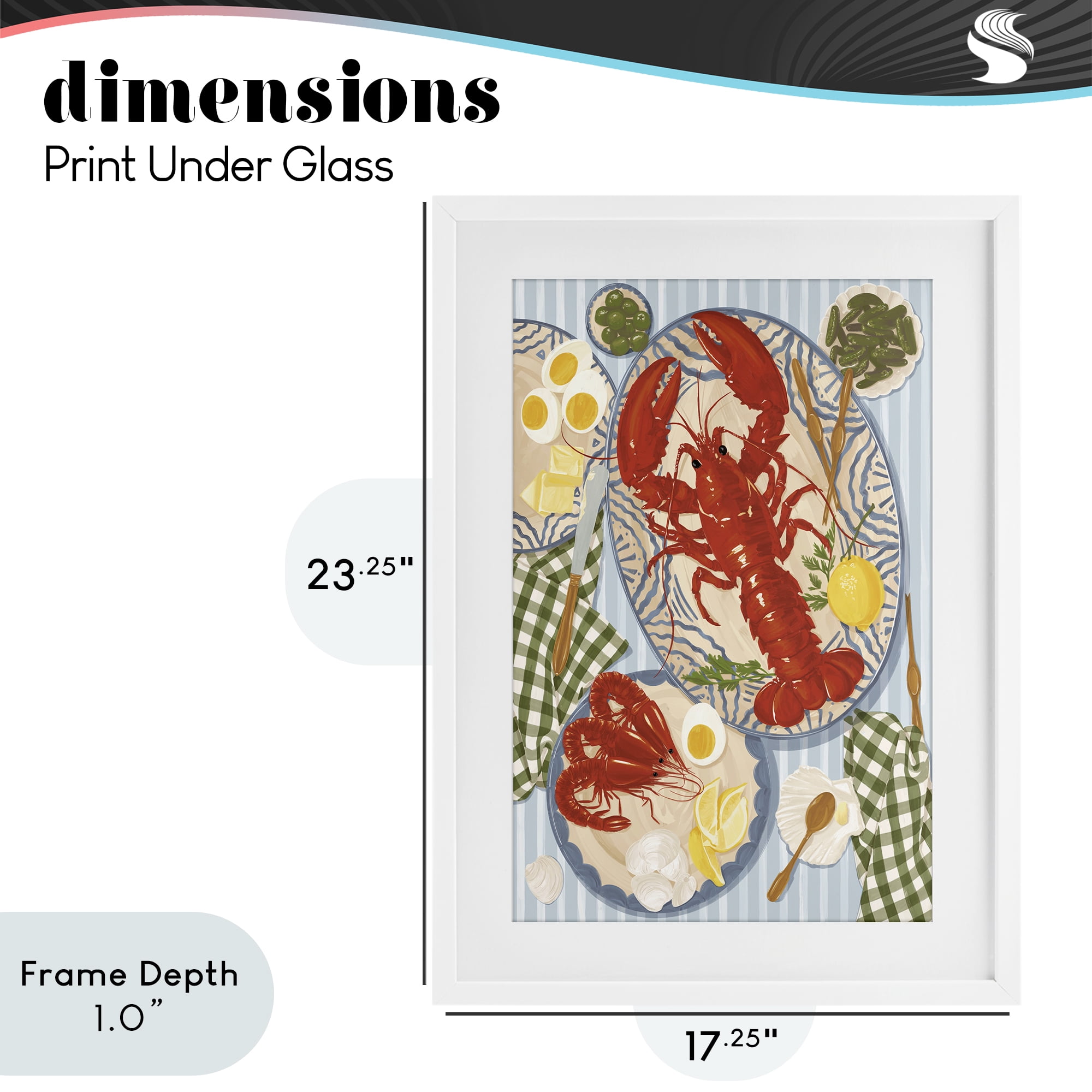 Stupell Industries Lobster For Lunch Platter White Framed Print Under Glass, design by Vero Illustrates