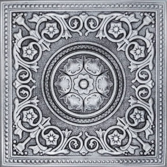 Majesty Foam Ceiling Tiles - 20"x20" Square - by Antique Ceilings (Antique Silver) - 8 Tiles Pack