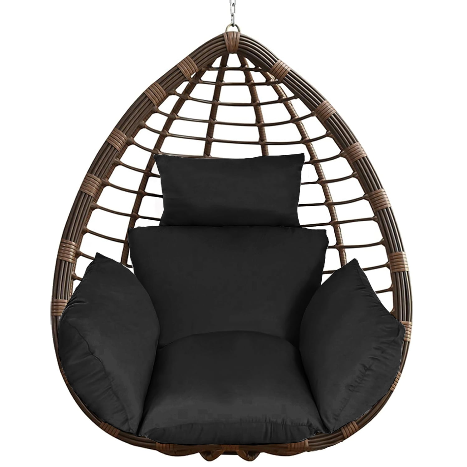 Outdoor Egg Chair Cushions Hanging Basket Seat Cushion Thicken Soft Egg Swing Chair Pad with Headrest for Backyard, Deck, Sun Room, Garden,Swimming Pool