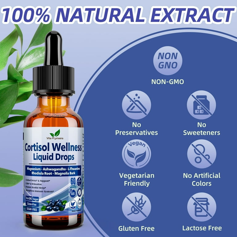 vita plynxera glp 1 daily liquid drops Vita PLynxera Cortisol Supplements, Adrenal Support, Liquid Drops with  Ashwagandha, Magnesium, 2 fl oz