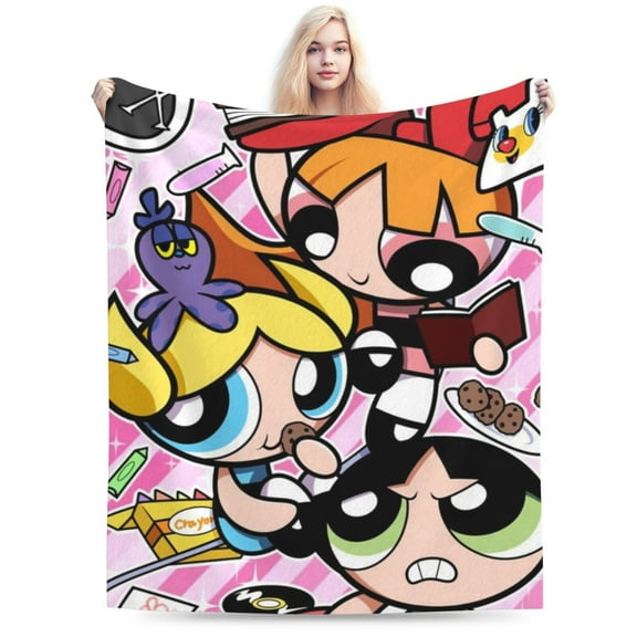 The Powerpuff Girls Bed Blanket Air Conditioner Quilt Ultra Soft Flannel Blanket All Season Fuzzy Blanket Reversible Fluffy Plush Blanket 40"X30"