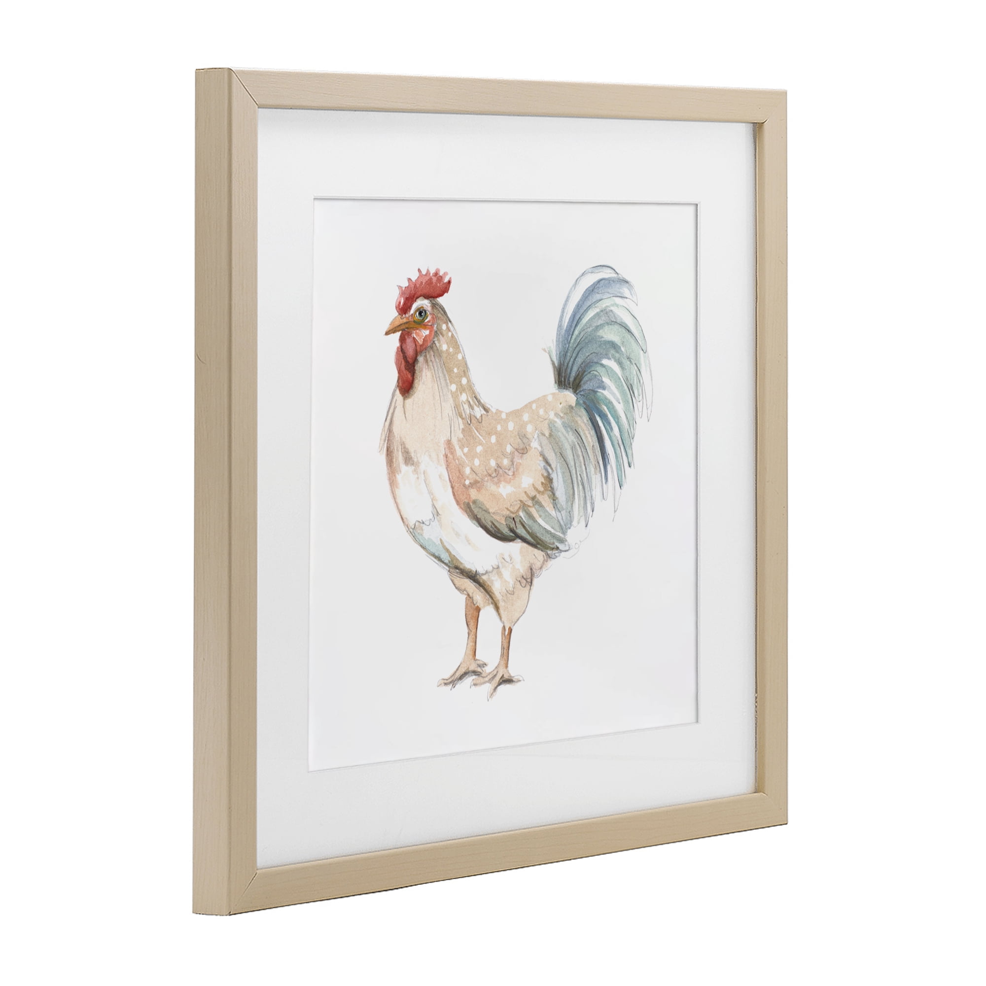 Stupell Industries Watercolor Rooster Sketch Birch Framed Print Under Glass, design by Patricia Pinto