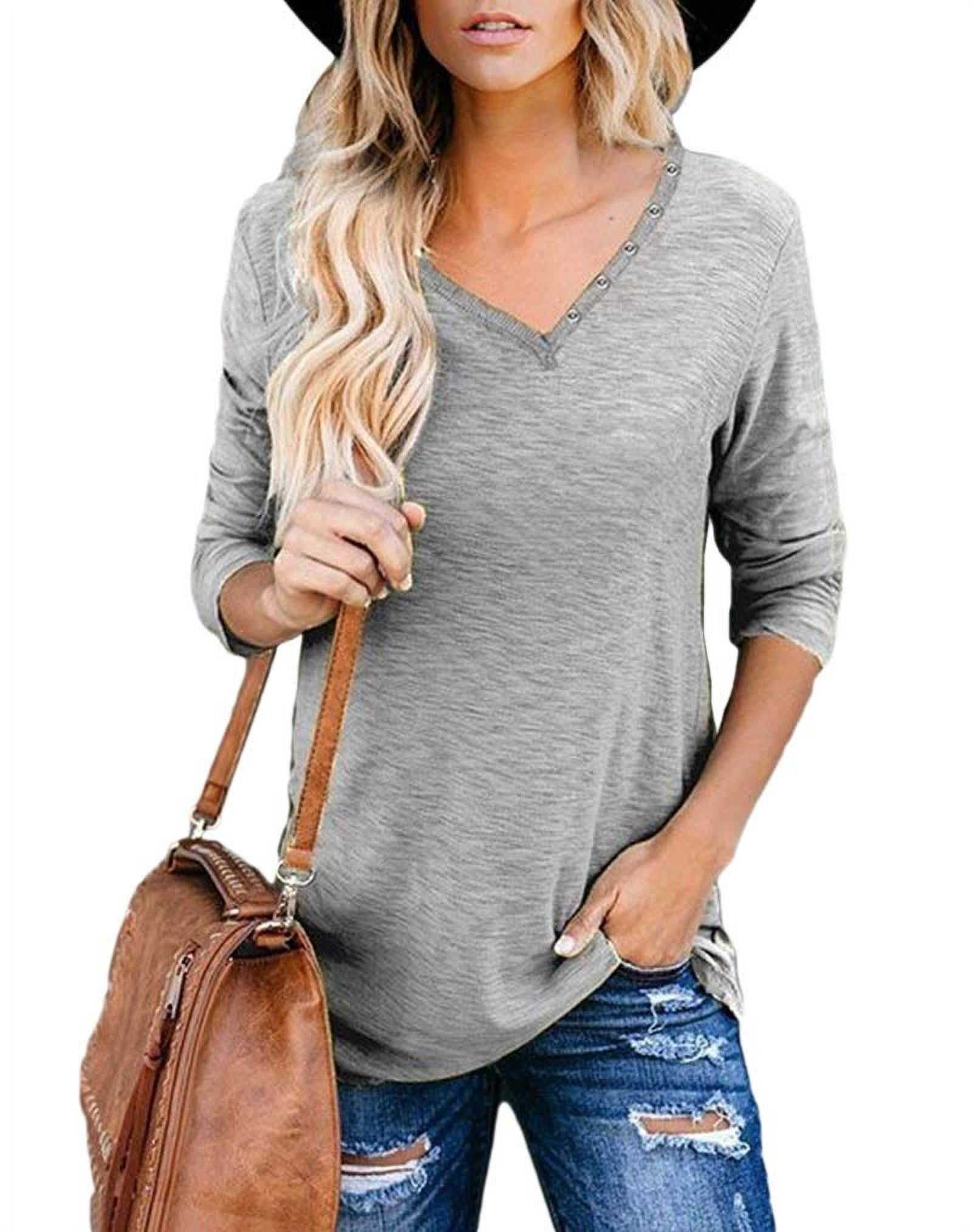 Sherrylily Women 3/4 Sleeve V Neck T Shirts Casual Summer Loose Tops ...