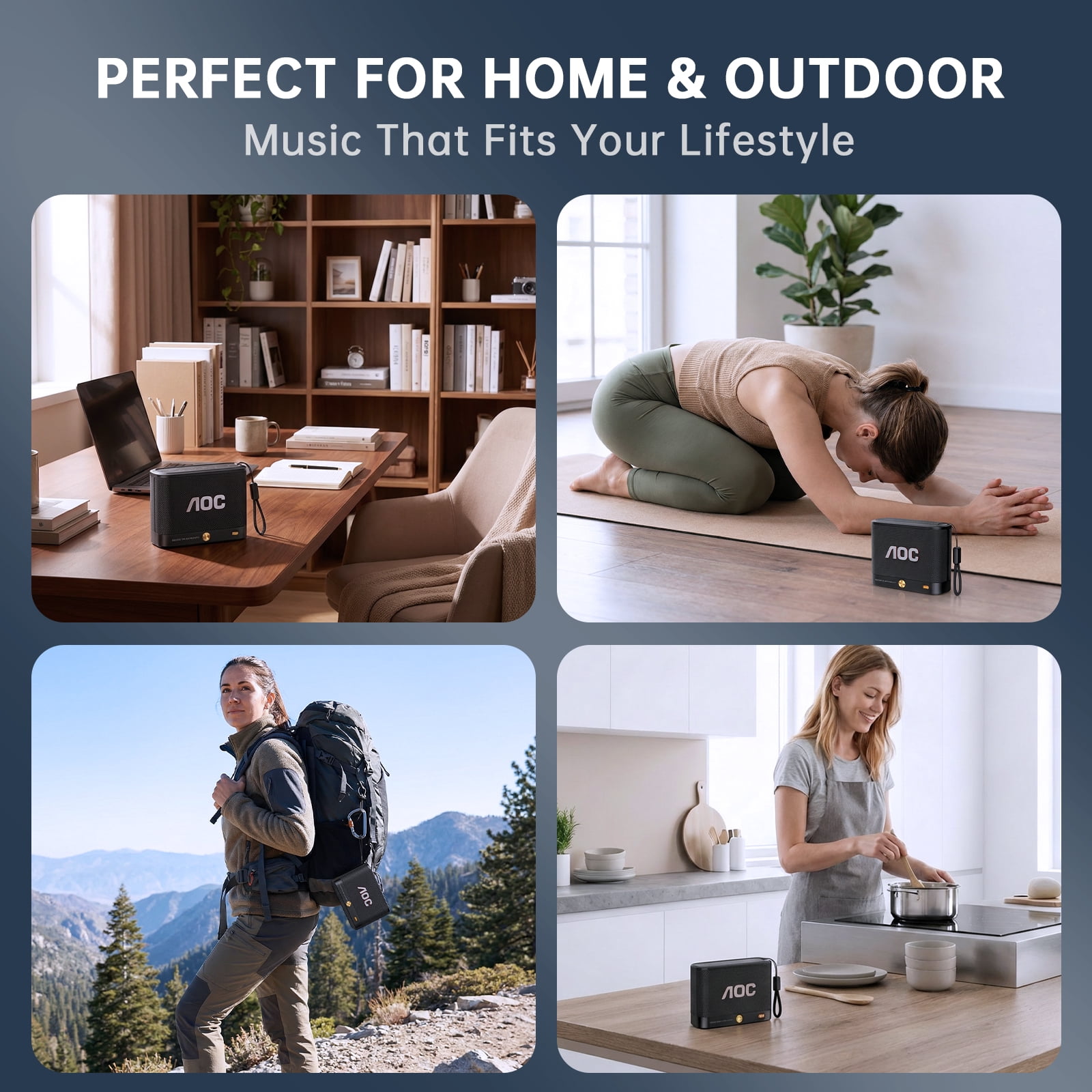 AOC Portable Bluetooth Speaker with MIC, IP67 waterproof and dustproof Wireless Speaker, 30H Playtime, Deep Bass 360° Surround Sound, TWS Pairing, Bluetooth 5.4 for Home, Party, Outdoor, Beach, Gift