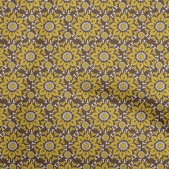 oneOone Rayon Brown Fabric Asian Ornamental Diy Clothing Quilting Fabric Print Fabric By Yard 56 Inch Wide