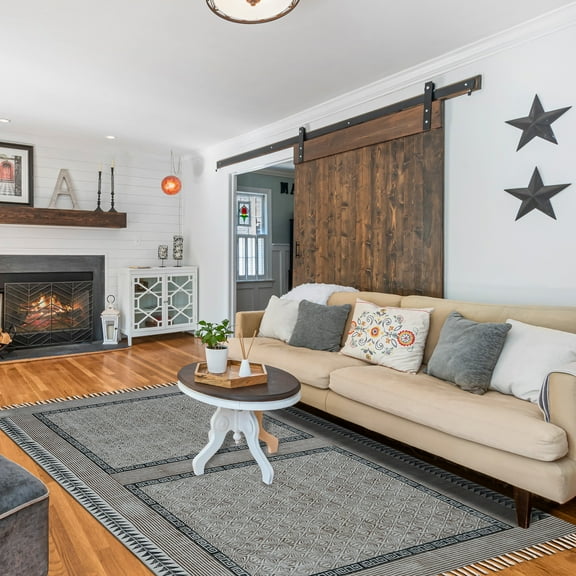 Casavani Flat Woven Cotton Bohemian Carpet, Brown 2x3 feet