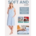 thumbnail image 3 of Casual Nights Women's Sleeveless Seersucker Zip Front Housecoat, Cotton & Polyester Blend Duster with 2 Pockets, 40 Inch Length, Dots Blue S, 3 of 6