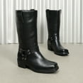 thumbnail image 3 of DREAM PAIRS Women's Knee High Black Harness Boots Western Style Riding Boots with Block Heel and Pull Tabs, 3 of 5