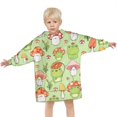 thumbnail image 3 of Red Mushroom Frog Green Pattern Blanket Hoodies for Kids 6-13YR Oversize Wearable Blanket Hoodies for Boys Girls Teens, 3 of 7